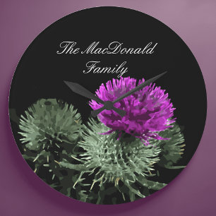 Stunning Scottish Thistle Family Clan Large Clock