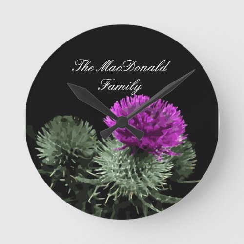 Stunning Scottish Thistle Family Clan Round Clock