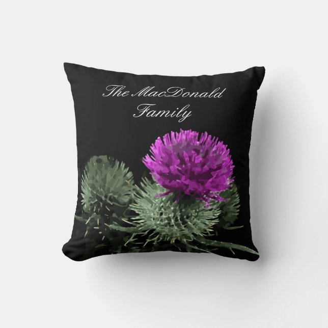 Stunning Scottish Thistle Family Clan Throw Pillow (Front)