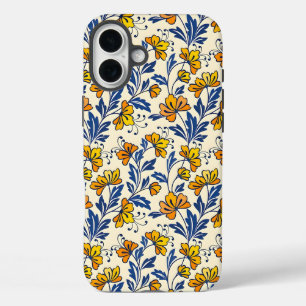 Stunning Seamless Pattern of Flowers and Leaves iPhone 16 Plus Case