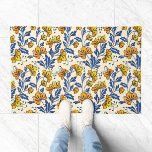 Stunning Seamless Pattern of Flowers and Leaves Doormat