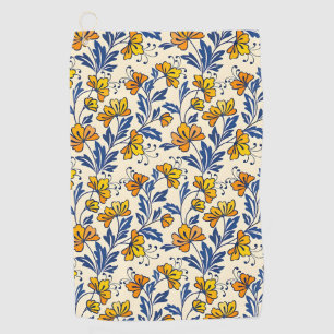 Stunning Seamless Pattern of Flowers and Leaves Golf Towel