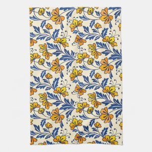 Stunning Seamless Pattern of Flowers and Leaves Kitchen Towel