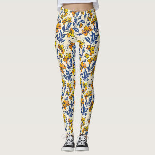 Stunning Seamless Pattern of Flowers and Leaves Leggings