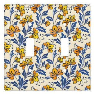 Stunning Seamless Pattern of Flowers and Leaves Light Switch Cover