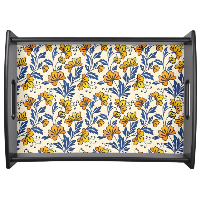 Stunning Seamless Pattern of Flowers and Leaves Serving Tray (Front)