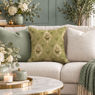 Stunning Shabby Chic Sage Floral Decor Pillow