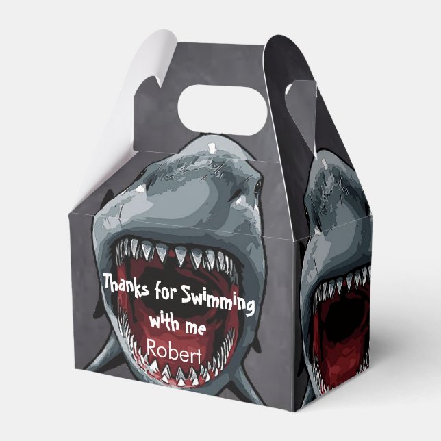 Stunning Shark Birthday  Favor Boxes (Front Side)