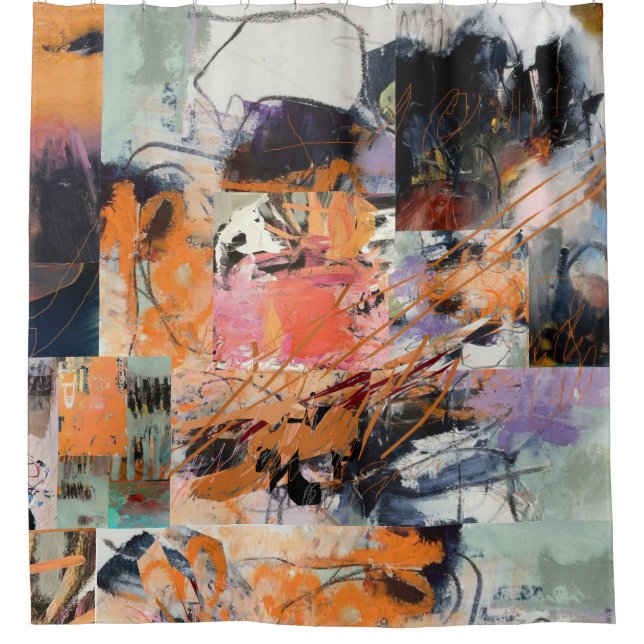 stunning shower curtain with abstract design (Front)
