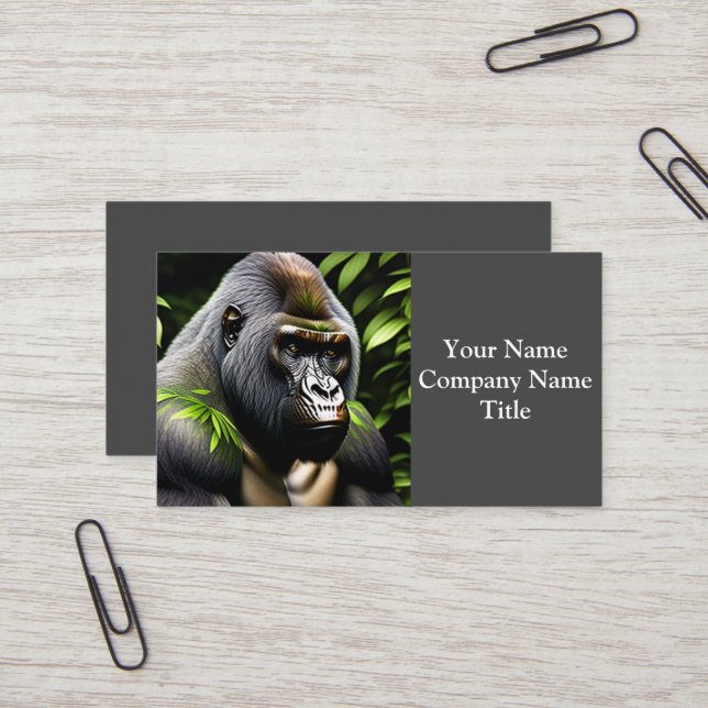 Stunning Silver Back Gorilla - Jungle King Business Card (Front/Back In Situ)