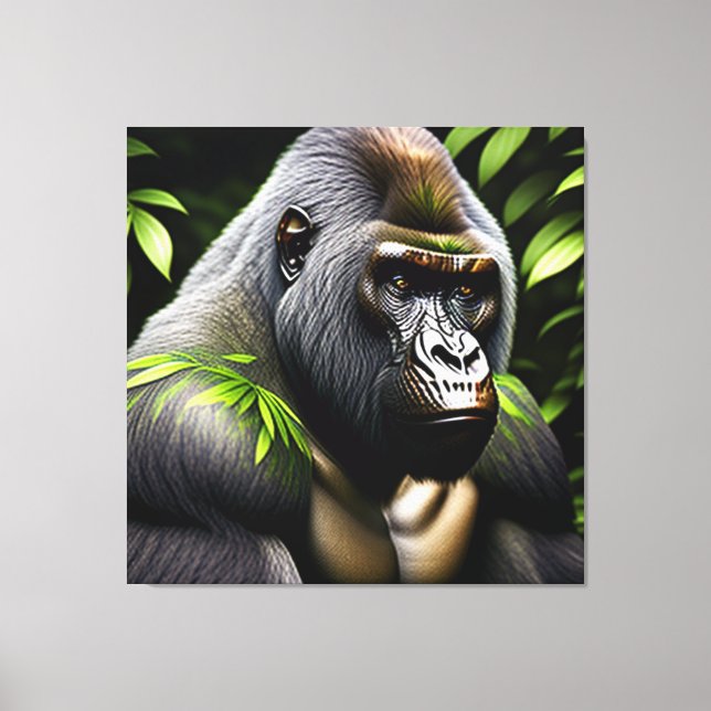 Stunning Silver Back Gorilla - Jungle King Canvas Print (Front)