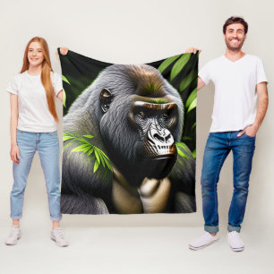 Stunning Silver Back Gorilla - Jungle King Fleece Blanket