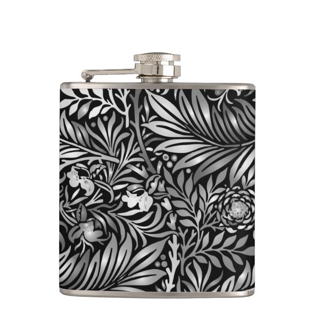 Stunning Silver Fern Glass Flask (Front)