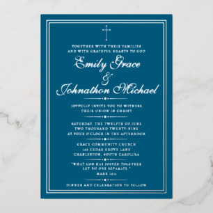 Stunning Silver Foil Christian Minimalist Wedding Invitation
