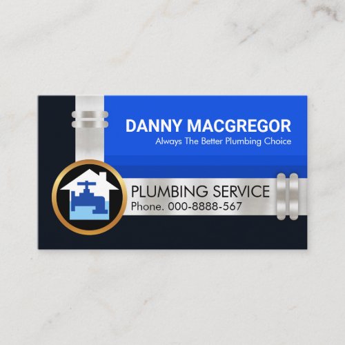 Stunning Silver Water Pipeline Plumber Business Card