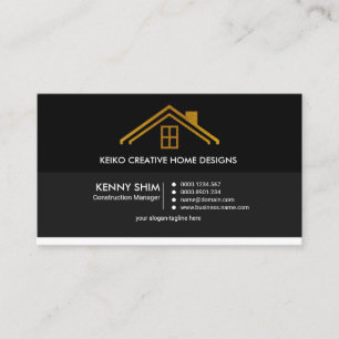 Stunning Simple Retro Gold Roof Dual Color Builder Business Card