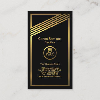 Stunning Slanting Gold Stripes Frame Chauffeur Business Card