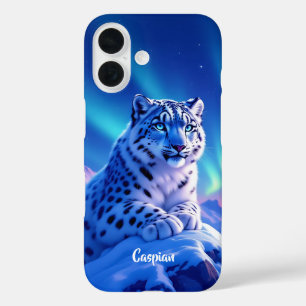 Stunning Snow Leopard on Mountain Rock iPhone 16 Case