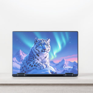 Stunning Snow Leopard on Mountain Rock HP Laptop Skin