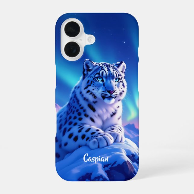 Stunning Snow Leopard on Mountain Rock Iphone Case (Back)