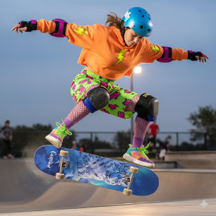Stunning Snow Leopard on Mountain Rock Skateboard