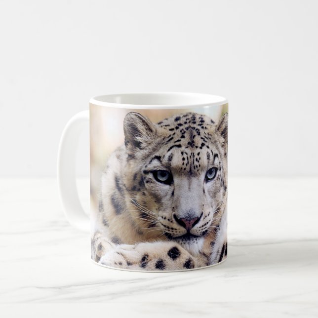 Stunning snow-leopard portrait coffee mug (Front Left)