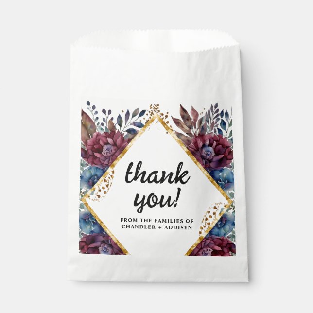 Stunning Sophistication Jewel-Toned Peony Wedding Favor Bag (Front)