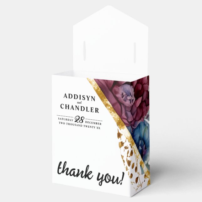 Stunning Sophistication Jewel-Toned Peony Wedding Favor Boxes (Opened)