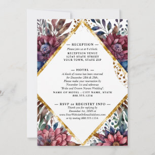 Stunning Sophistication Jewel-Toned Peony Wedding Invitation