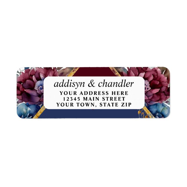 Stunning Sophistication Jewel-Toned Peony Wedding Label (Front)