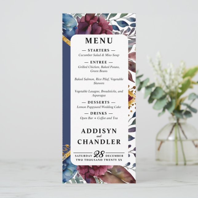 Stunning Sophistication Jewel-Toned Peony Wedding Program (Standing Front)