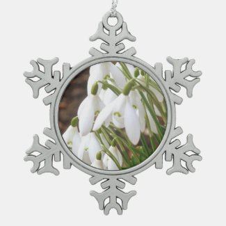 Stunning, Special Snowdrops Snowflake Pewter Christmas Ornament
