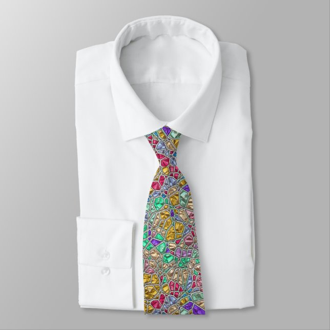 Stunning Stained Glass Effect: Eye Catching Luxury Neck Tie (Tied)