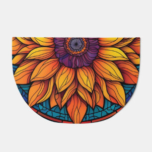 Stunning Stained Glass Flowers Sunflower Doormat