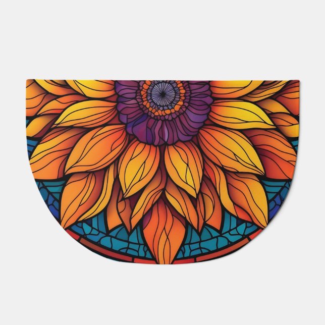 Stunning Stained Glass Flowers Sunflower Doormat (Front)