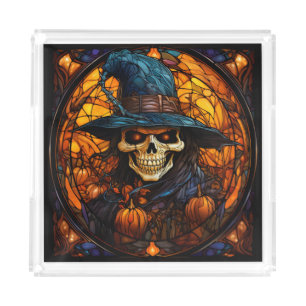 Stunning Stained Glass Skeleton Design Acrylic Tray