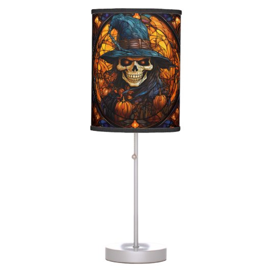 Stunning Stained Glass Skeleton Design Table Lamp (Front)