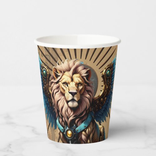 Stunning steampunk lion  paper cups