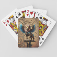 Stunning steampunk lion  playing cards