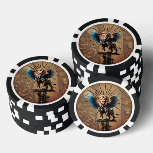 Stunning steampunk lion  poker chips