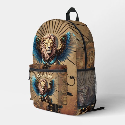 Stunning steampunk lion  printed backpack