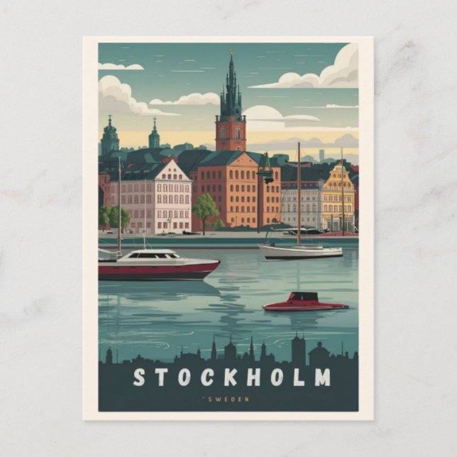 Stunning Stockholm Skyline Postcard (Front)