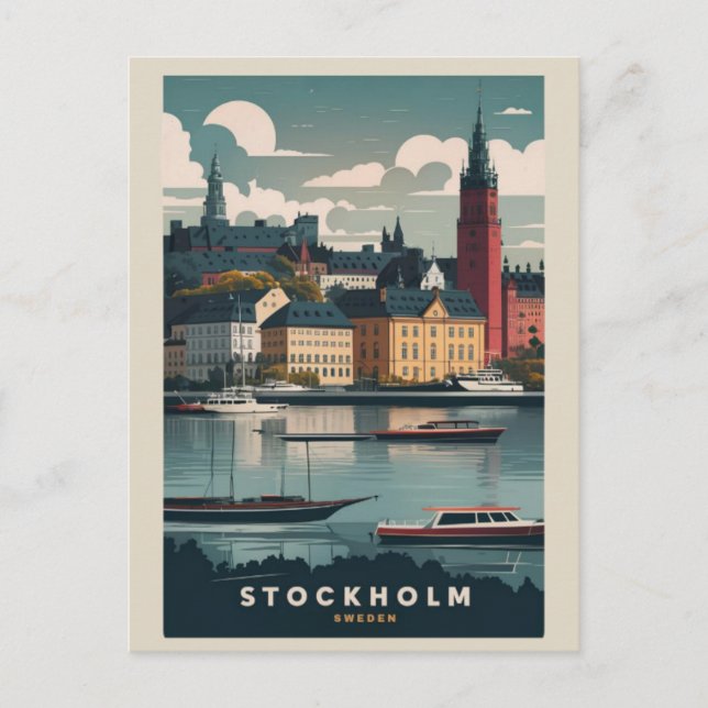 Stunning Stockholm Skyline Postcard (Front)