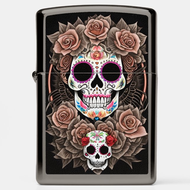 Stunning Sugar Skull Art - Celebrate Tradition Zippo Lighter (Front)