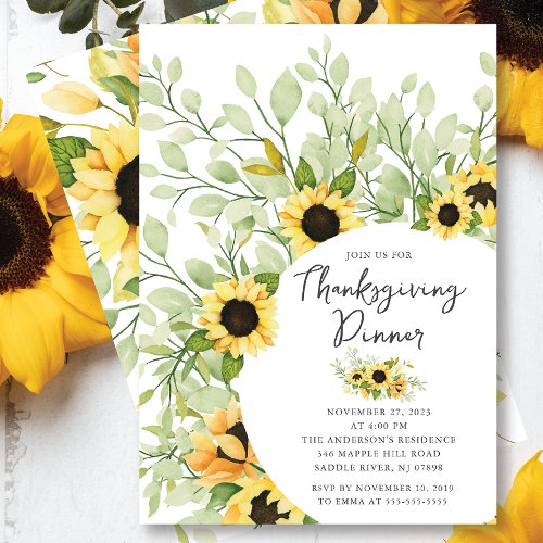 Stunning Sunflowers Thanksgiving Invitation