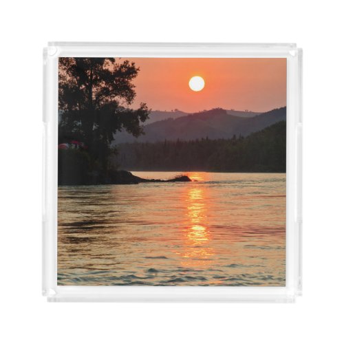 Stunning Sunrise Over Katun River Photo Acrylic Tray