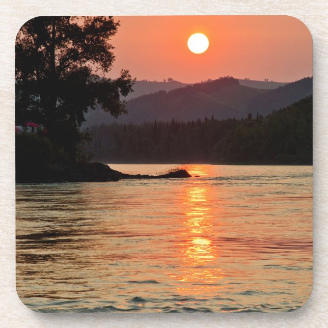 Stunning Sunrise Over Katun River Photo Beverage Coaster (Front)