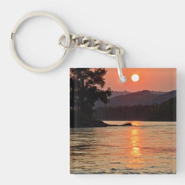Stunning Sunrise Over Katun River Photo Keychain (Front)