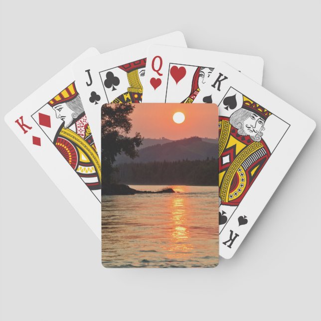 Stunning Sunrise Over Katun River Photo Poker Cards (Back)