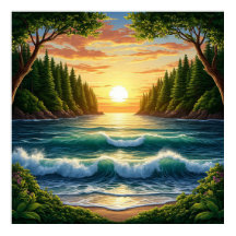 Stunning Sunrise Over Ocean Waves